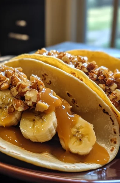 Caramel Banana Nuts Tacos