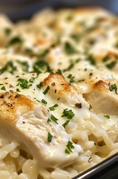 Chicken Alfredo Rice Bake