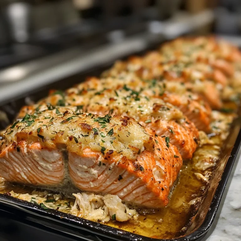 Crab and shrimp stuffed salmon