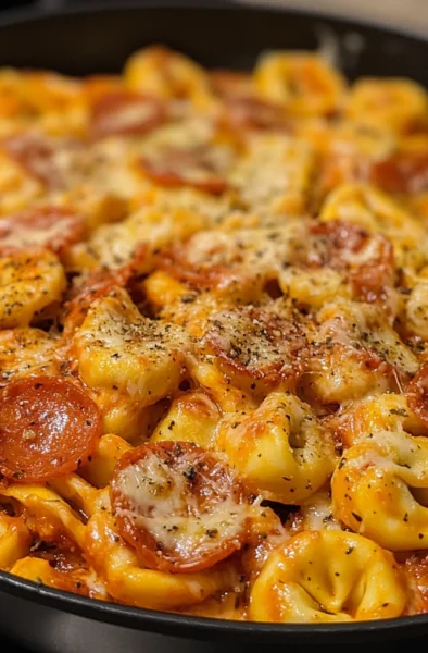 Cheesy pizza tortellini dinner