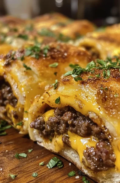 Garlic butter cheeseburger rollups