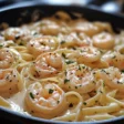 One pan shrimp fettuccine alfredo