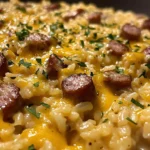 Cheesy smoked sausage rice