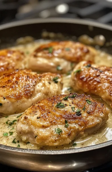 Creamy pan fried chicken