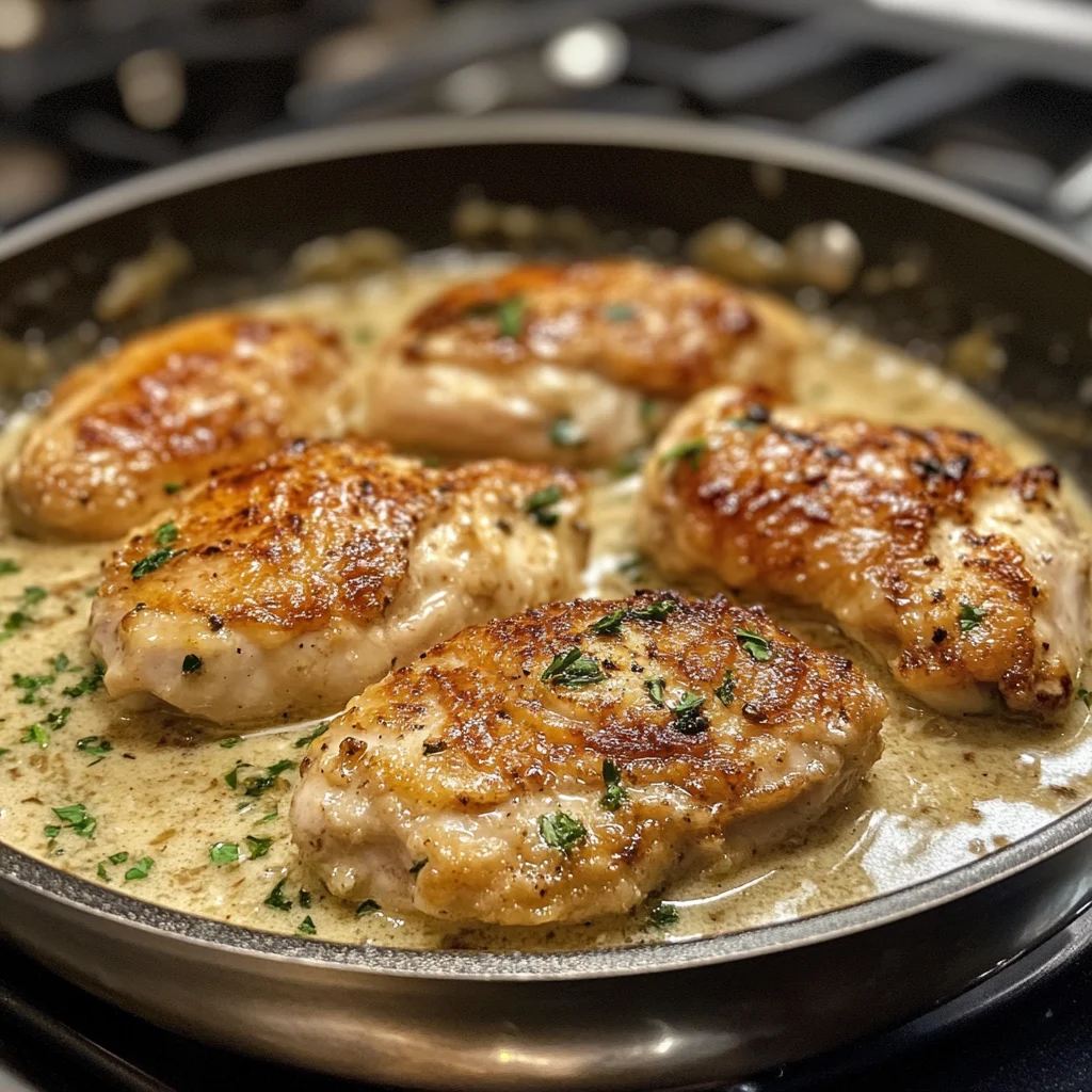 Creamy pan fried chicken