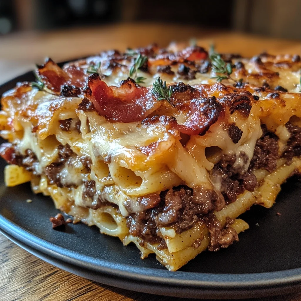 Bacon cheeseburger pastabake