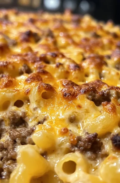 Cheesy macaroni hamburger casserole