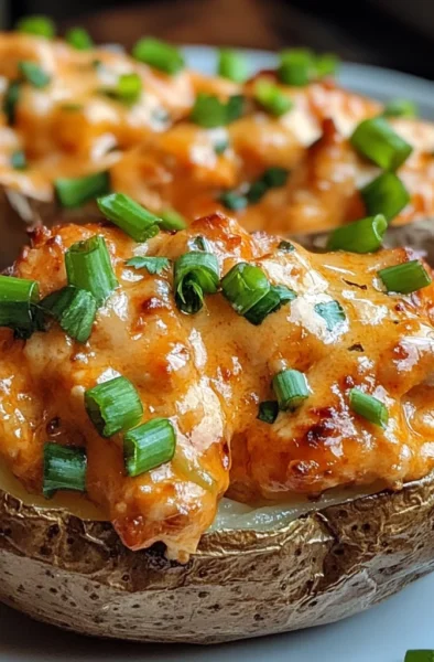 Buffalo chicken baked potatoes