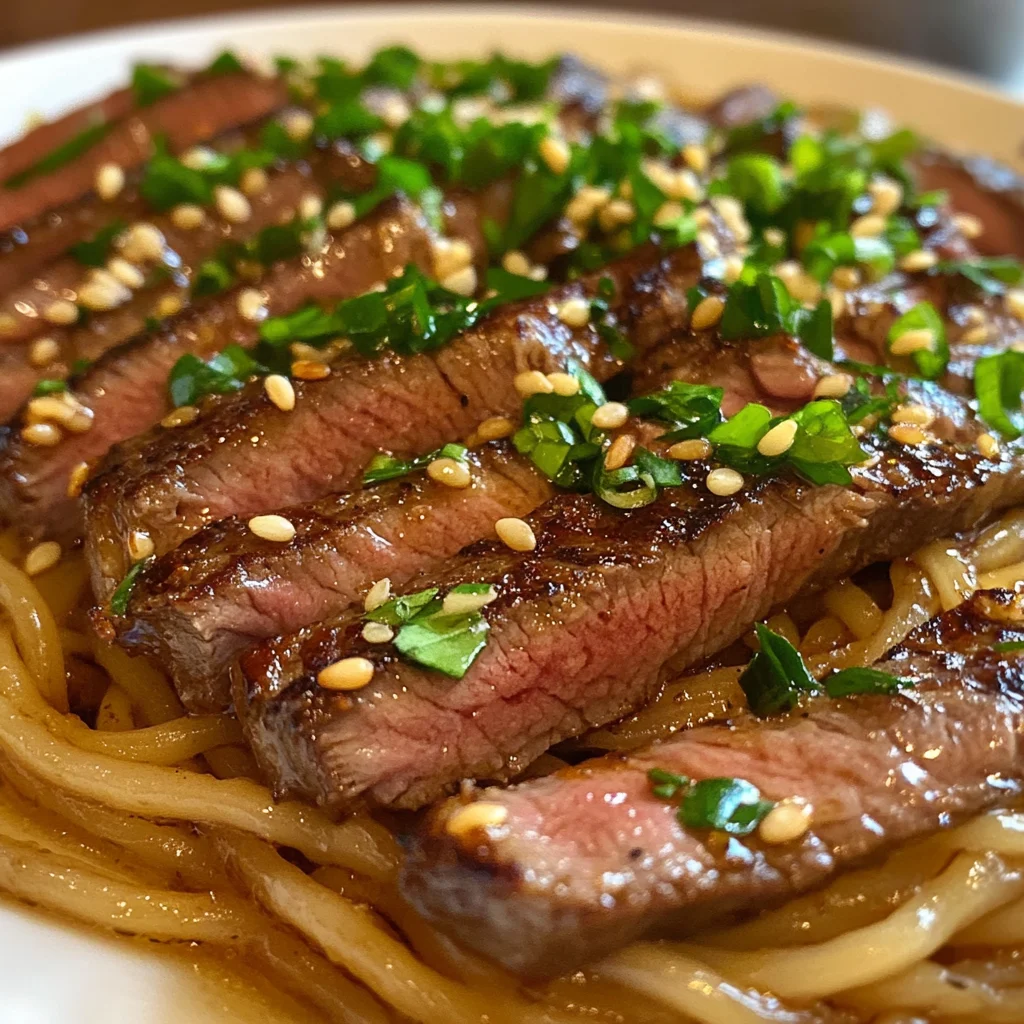 Garlic butter steak noodles