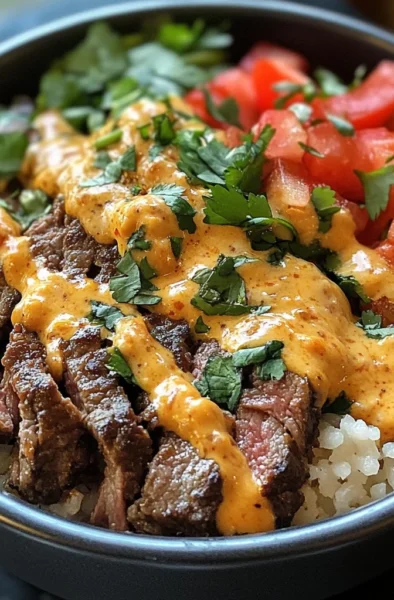 Steak Queso Rice Bowl