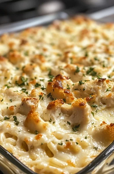 Chicken alfredo rice bake