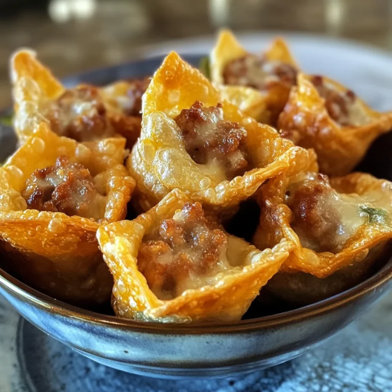 Cheesy sausage wonton cups