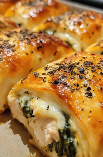 Chicken spinach cheese rolls