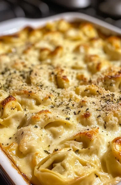 Chicken Alfredo Tortellini Bake