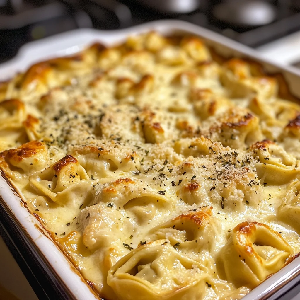 Chicken Alfredo Tortellini Bake