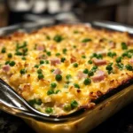 Cheesy ham pea casserole