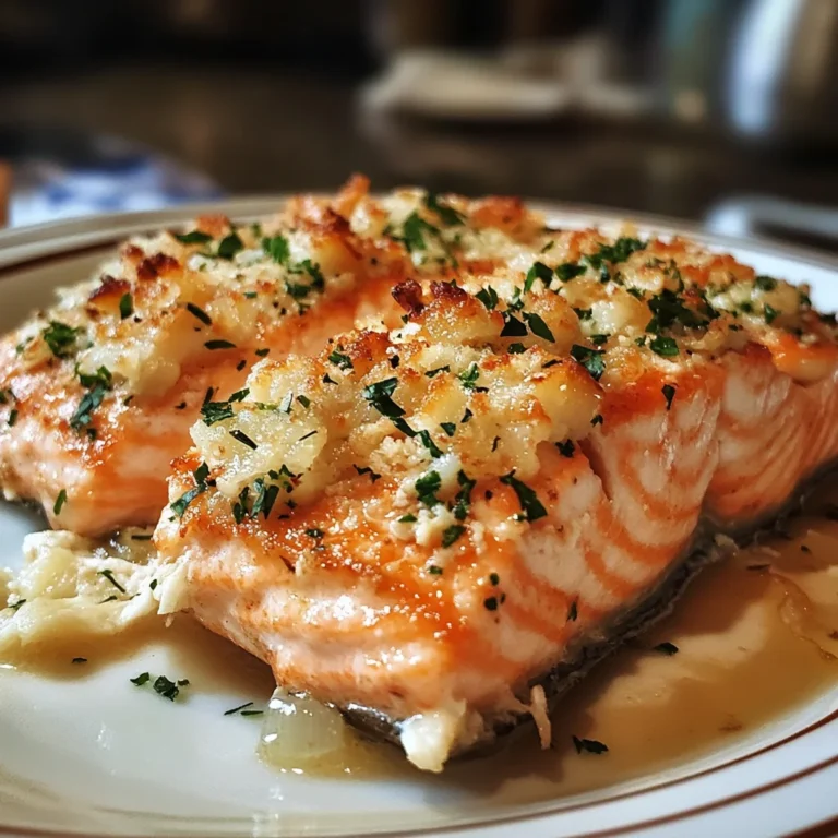 Delicious crab and shrimp stuffed salmon