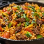 Cheesy Beef Fajita Rice