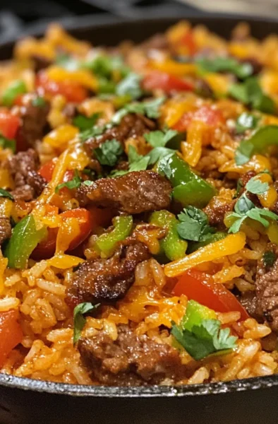 Cheesy Beef Fajita Rice